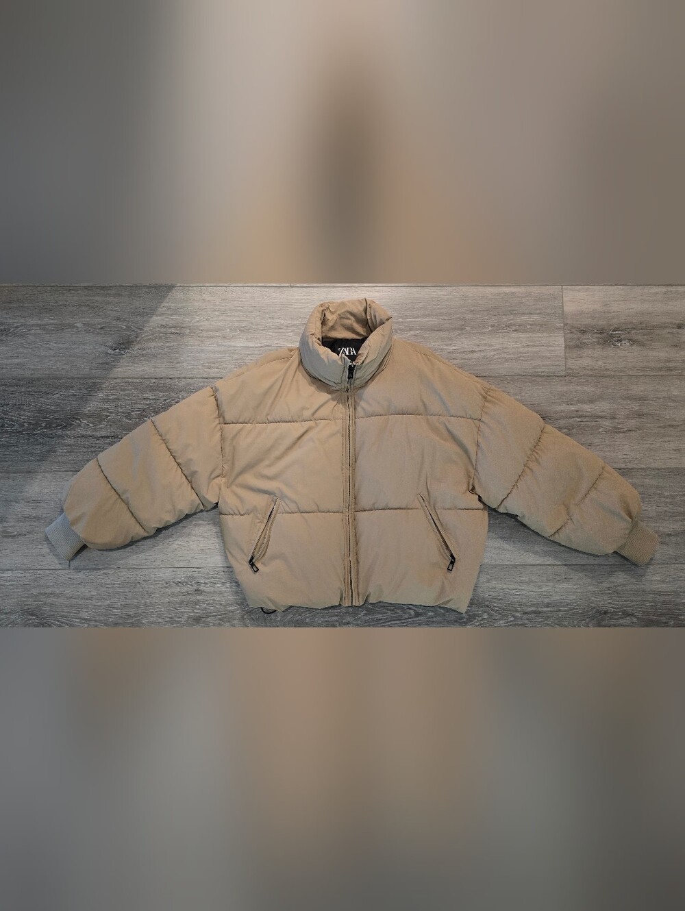 Zara Beige Puffer Jacket Size S